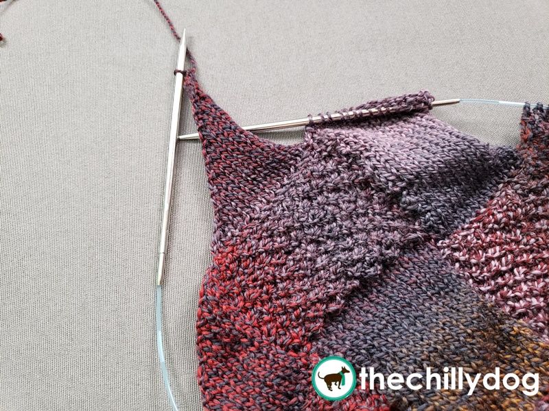 Like the right hand edge, left hand triangles are almost always worked in stockinette stitch.