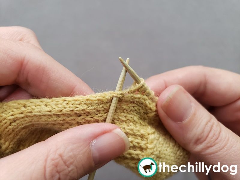 Picking up stitches along the edge of a heel flap.